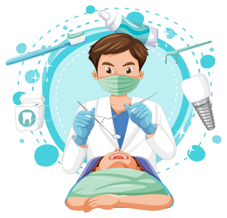 Dentist man examining patient teeth